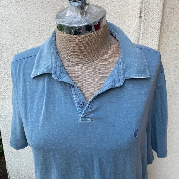 John Varvatos blue Leroy Johnny collar style 100% cotton men’s stretchy shirt - Picture 3 of 11